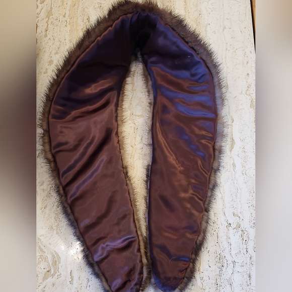 Vintage 50s Brown Mink Fur Collar 32" Length - Picture 9 of 10